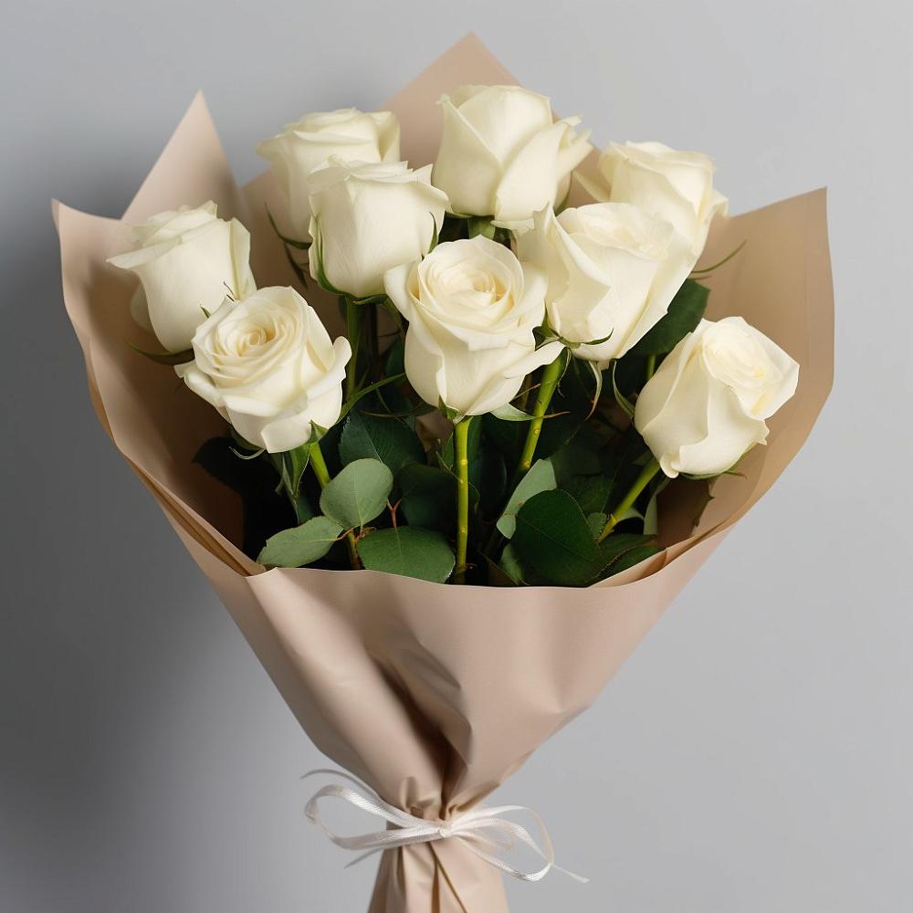 Букет 9 Белых роз Эдлесс Лав в Нарьян-Маре