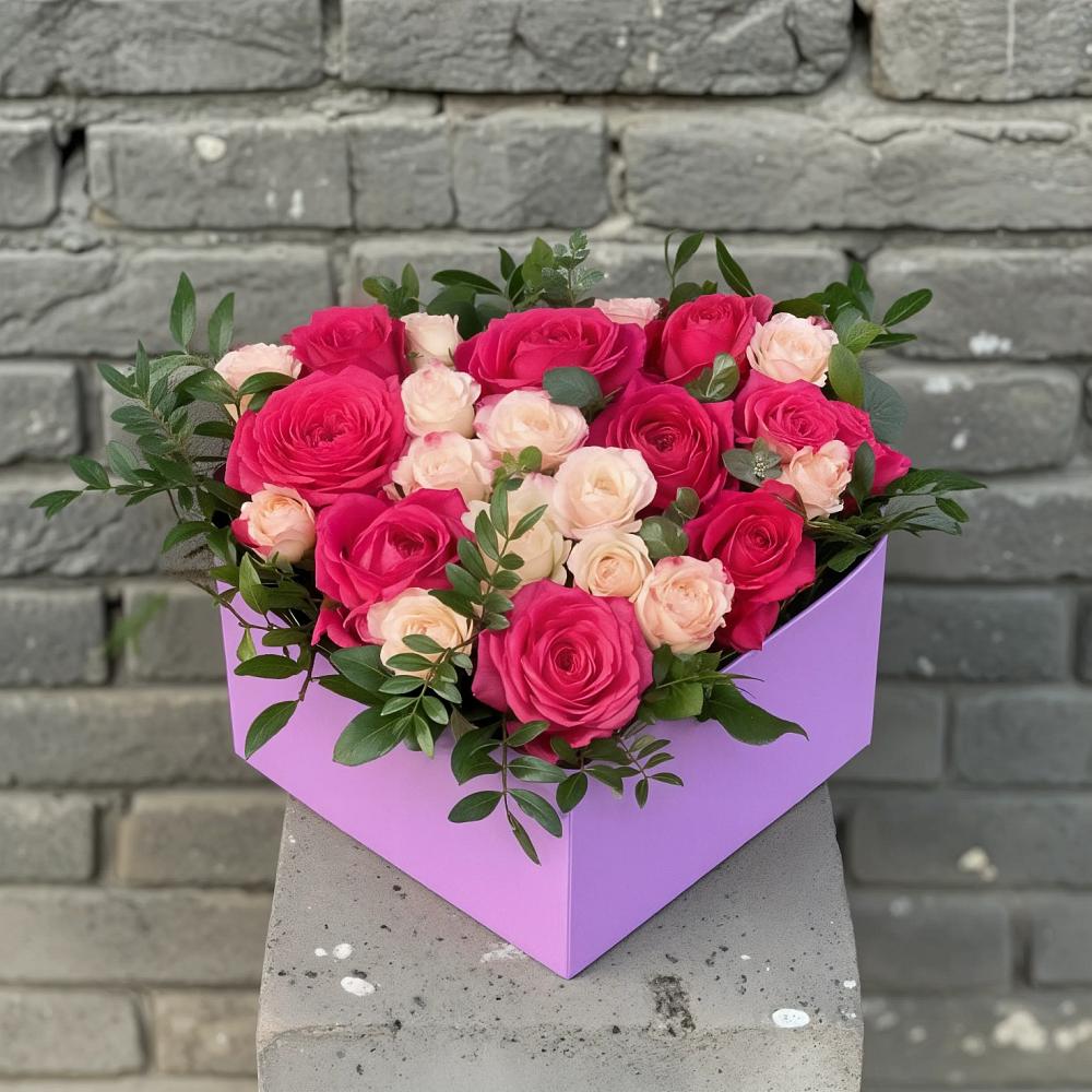 Цветочная композиция из Розы в коробке в Нарьян-Маре