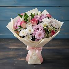 Букет цветов из:  Хризантемы, Альстромерии и Розы в Нарьян-Маре