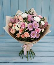 Букет цветов из:  Хризантемы, Розы и Альстромерии #REPLACE_PRED# Нарьян-Маре