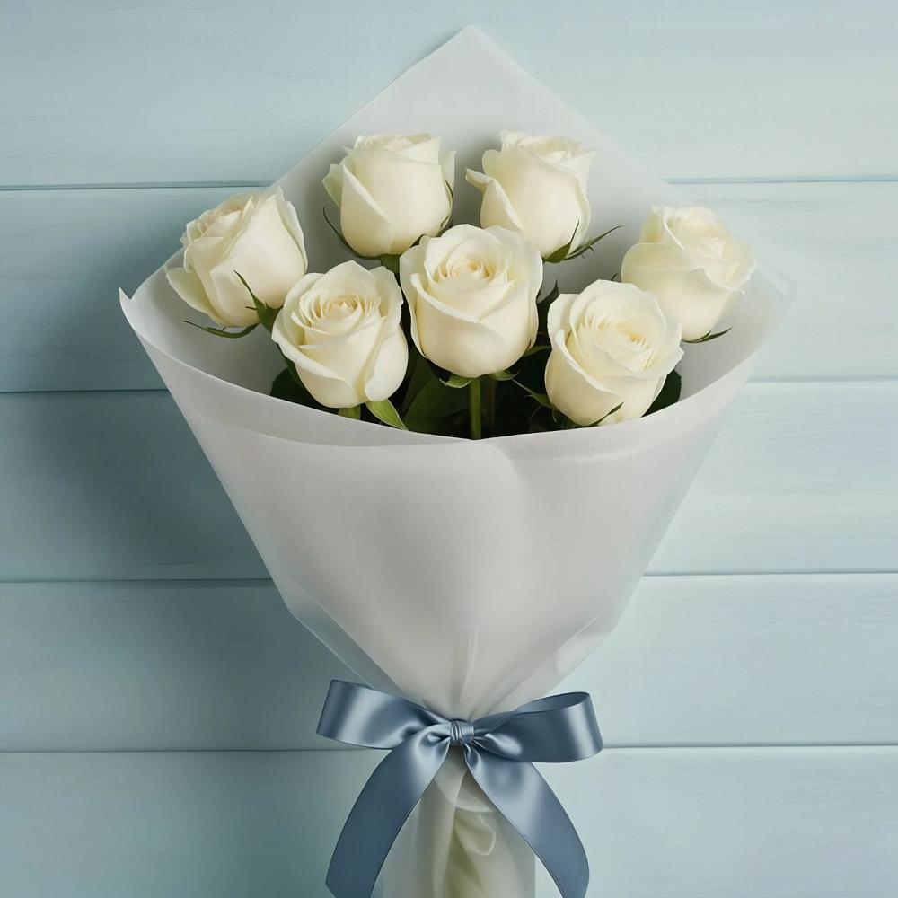 Букет 7 Белых роз Эдлесс Лав в Нарьян-Маре